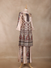 Nude Beige Geometric Design Cotton Palazzo Suit - Diadem
