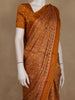 Ochre Ajrakh Print Mul Mul Cotton Saree