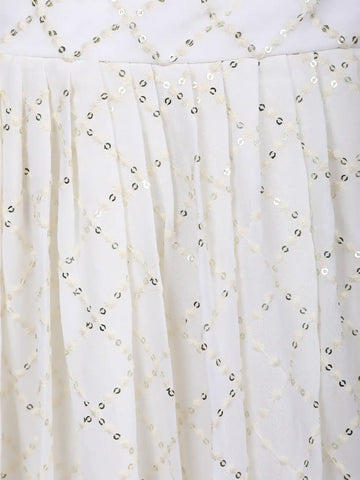 Off-White Sequins Designed Semi Silk Lehenga - Diadem