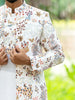 Off White Floral Embroidery Georgette Sherwani And Pant Set - Diadem