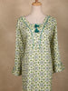 Off White and Green Geometric Floral Printed Cotton Kurti