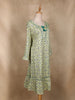 Off White and Green Geometric Floral Printed Cotton Kurti