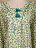 Off White and Green Geometric Floral Printed Cotton Kurti