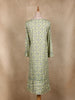 Off White and Green Geometric Floral Printed Cotton Kurti
