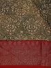 Olive Green Damask Floral Printed Chandheri Cotton Saree