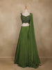 Olive Green Embellished Design Satin Lehenga