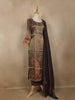 Olive Green Embroidered Design Tissue Silk Salwar Suit