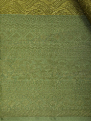 Olive Green Floral Design Zari Woven Soft Silk Saree - Diadem