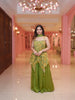 Olive Green Floral Designed Georgette Sharara Set - Diadem