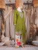 Olive Green Floral Embroidered Design Chiffon Palazzo Suit