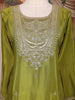 Olive Green Floral Embroidered Design Chiffon Palazzo Suit