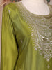 Olive Green Floral Embroidered Design Chiffon Palazzo Suit