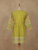 Olive Green Floral Printed Cotton Kurti Top - Diadem