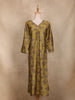 Olive Green Floral Printed Design Cotton Kurti