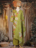 Olive Green Floral Printed Design Cotton Straight Cut Salwar Suit