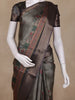 Olive Green Floral Printed Design Mixed Cotton Fancy Saree with Zari Border