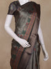 Olive Green Floral Printed Design Mixed Cotton Fancy Saree with Zari Border