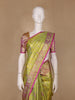 Olive Green Floral Woven Pure Kanchipuram Silk Saree - Diadem