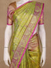 Olive Green Floral Woven Pure Kanchipuram Silk Saree - Diadem