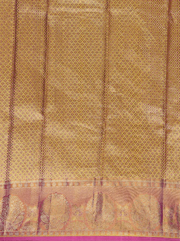 Olive Green Floral Woven Pure Kanchipuram Silk Saree - Diadem