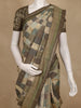 Olive Green Geometric Printed Design Tussar Silk Saree