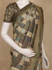 Olive Green Geometric Printed Design Tussar Silk Saree