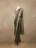 Olive Green Solid Design Chiffon Ready To Wear Saree with Designer Blouse - Diadem