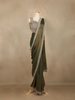Olive Green Solid Design Chiffon Ready To Wear Saree with Designer Blouse - Diadem