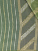 Olive Green Striped And Floral Zari Woven Design Banarasi Silk Saree