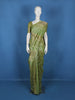 Olive Green Striped And Floral Zari Woven Design Banarasi Silk Saree