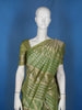 Olive Green Striped And Floral Zari Woven Design Banarasi Silk Saree