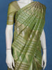 Olive Green Striped And Floral Zari Woven Design Banarasi Silk Saree
