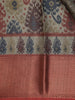 Olive Green and Maroon Ikat Woven Design Cotton Fancy Saree with Zari Border