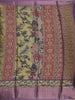 Olive Green and Purple Floral Woven Design Mixed Cotton Fancy Saree with Zari Border