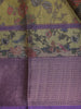 Olive Green and Purple Floral Woven Design Mixed Cotton Fancy Saree with Zari Border