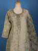 Olive Grey Embroidered Tussar Silk Straight Cut Salwar Suit With Woven Dupatta