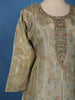 Olive Grey Embroidered Tussar Silk Straight Cut Salwar Suit With Woven Dupatta