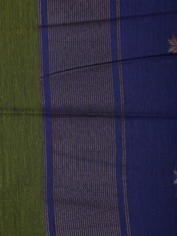 Olive Green Floral Butta Fancy Cotton Saree - Diadem