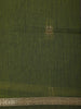 Olive Green Floral Butta Fancy Cotton Saree - Diadem