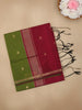 Olive Green Floral Butta Fancy Cotton Saree - Diadem