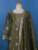 Olive Green Floral Designed Tissue Silk Salwar Suit - Diadem
