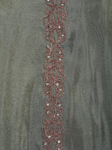 Olive Green Floral Embroidered Silk Sharara Set - Diadem