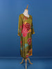 Olive Green Floral Printed Semi Silk Kurti - Diadem