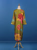 Olive Green Floral Printed Semi Silk Kurti - Diadem