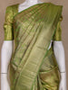 Olive Green Floral Woven Motifs Pure Kanchipuram Tissue Silk Saree - Diadem