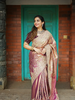 Onion Pink Floral Design Banarasi Silk Saree - Diadem
