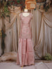 Onion Pink Floral Sequins Embroidered Organza Palazzo Suit