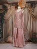 Onion Pink Floral Sequins Embroidered Organza Palazzo Suit