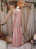 Onion Pink Floral Sequins Embroidered Organza Palazzo Suit