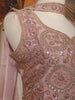 Onion Pink Floral Sequins Embroidered Organza Palazzo Suit